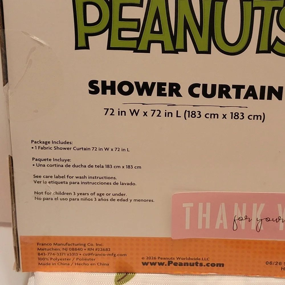 Peanuts Woodstock Fall Shower Curtain 72x72 Autumn Leaves Snoopy Bathroom Decor